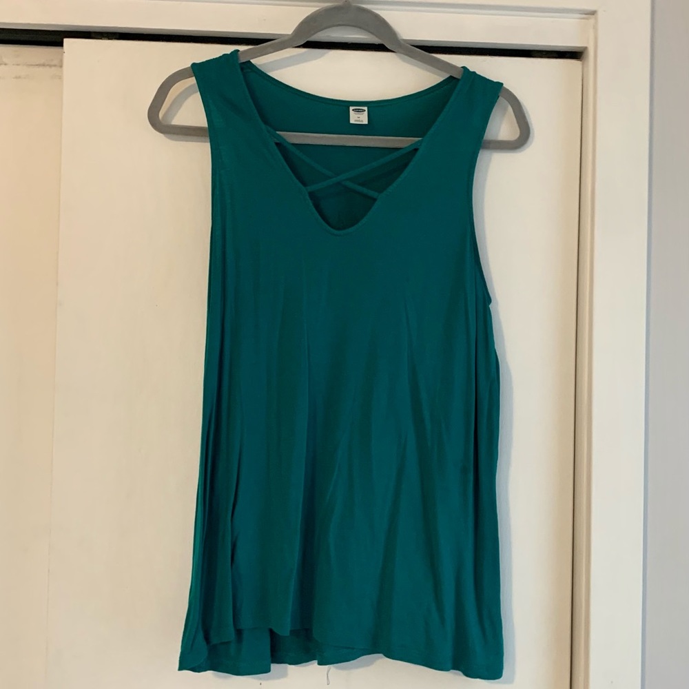 Old Navy Cross-Front Long Tank, Teal, Medium